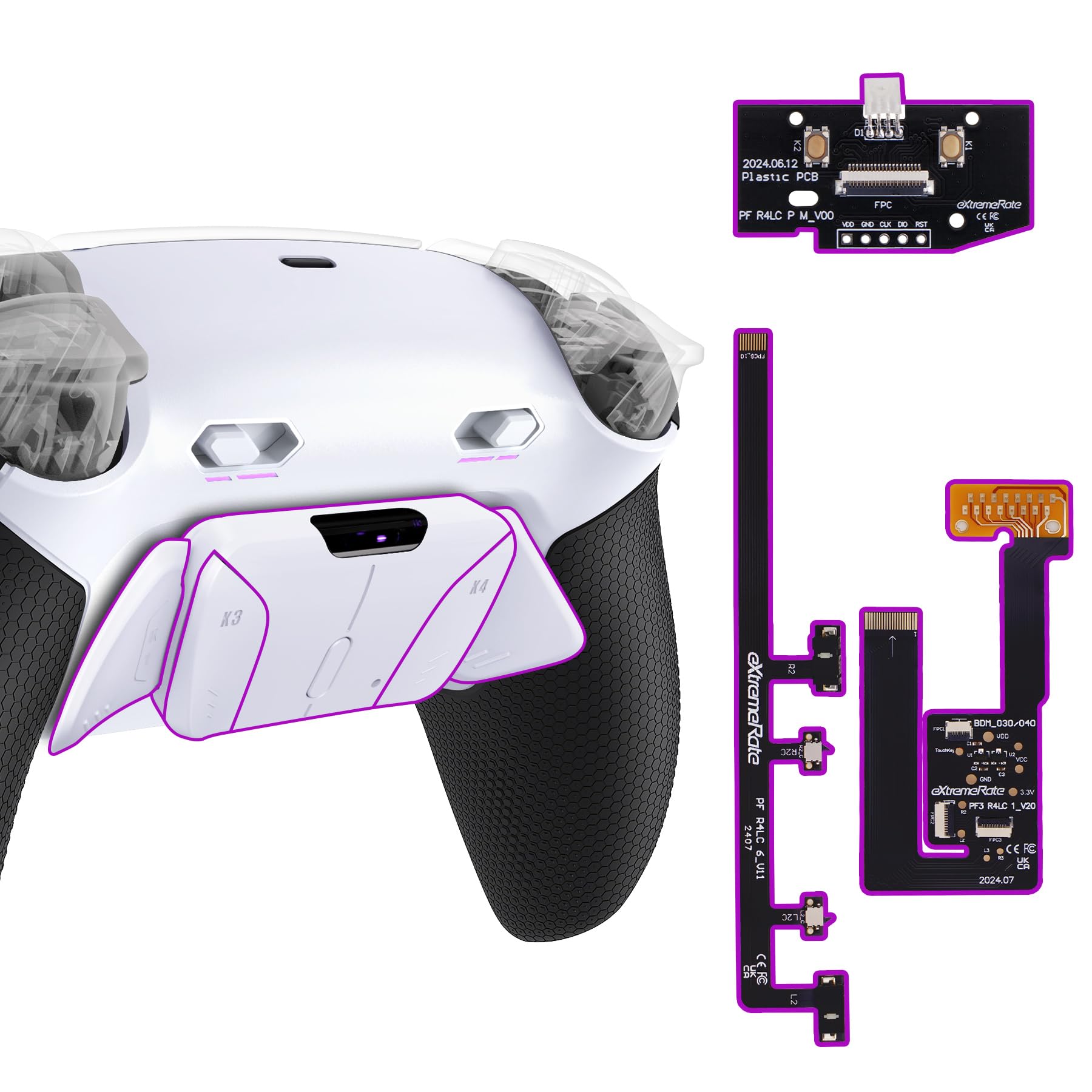 

eXtremeRate RISE4 Plus MAX Back Paddle Kit Compatible with PS5 Controller 040 050 with Bottom Shell Clicky Trigger Stop Rubber Remappable Back Button