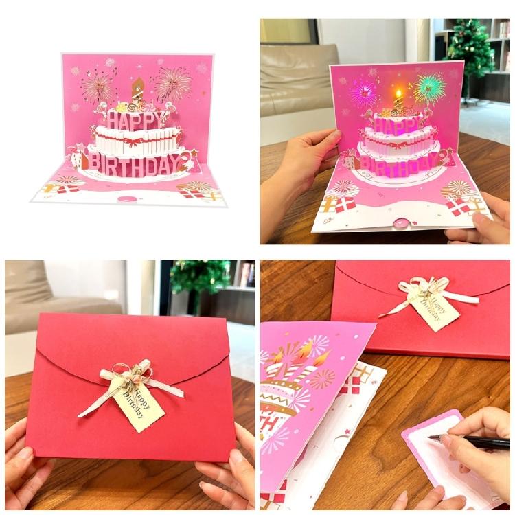 Festival 3D Birthday Card with Integrated Lights and Sound Musical Greeting Card Birthday Party Supplies for Parties
