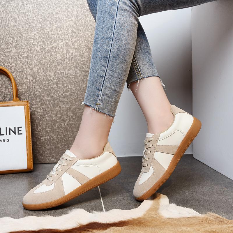 

Немецкая тренировочная обувь, повседневная обувь на мягкой подошве, плоские каблуки, низкие кроссовки для пар, женская обувь 40 белый