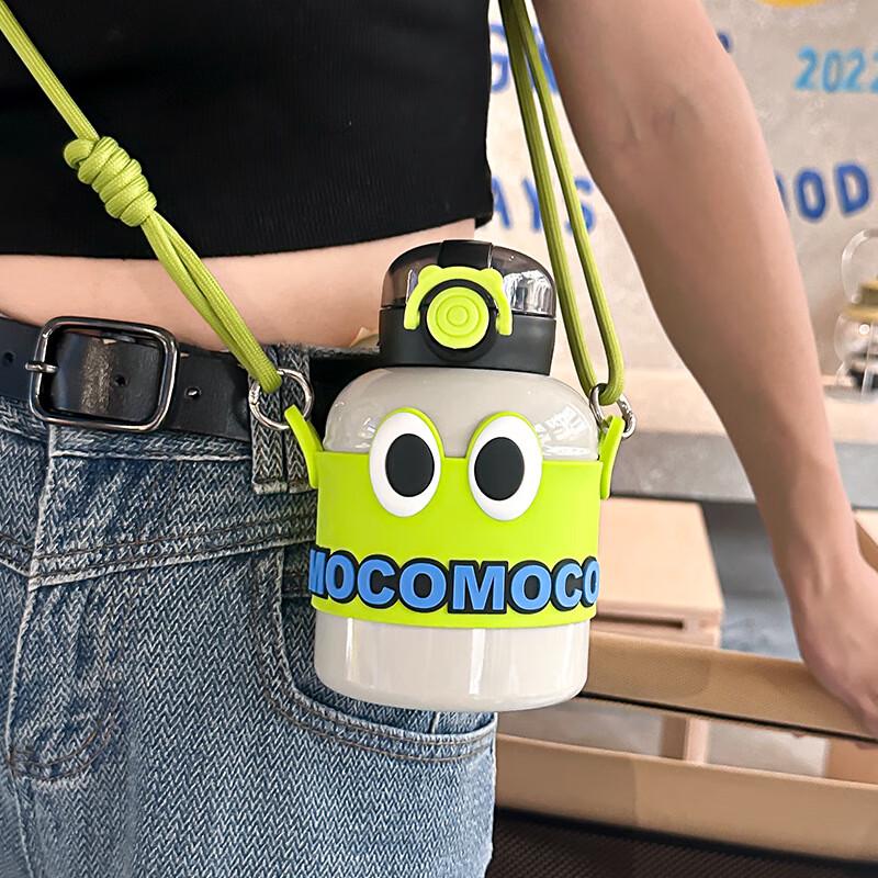 BEANBEANLOVE Kids Portable Large Capacity Pop-up Straw Stainless Steel Water Bottle