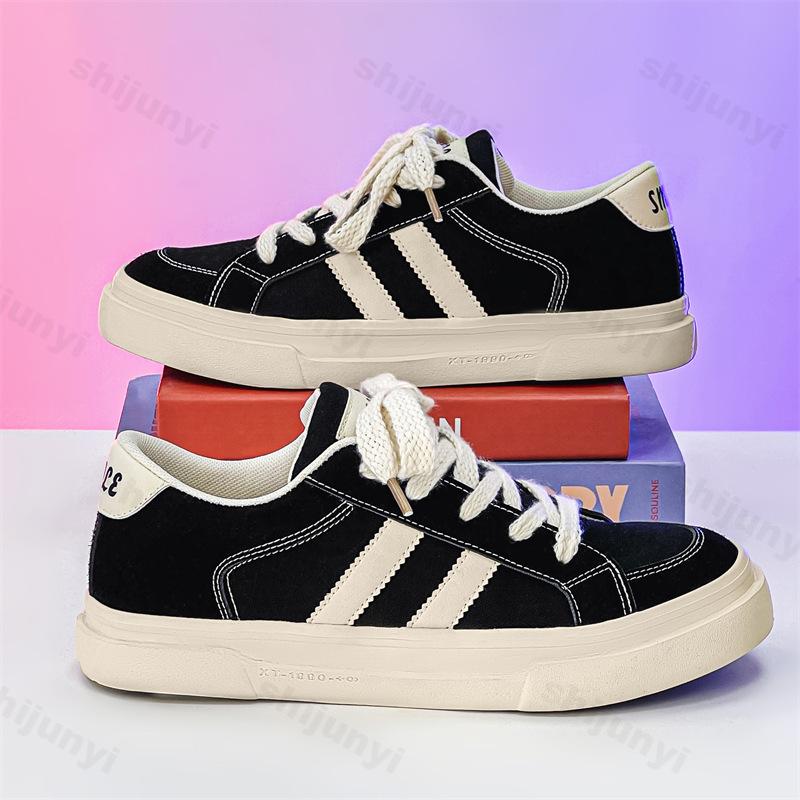 

2026 New Autumn Fashi Trend Thick Soled Casual Canvas Shoes for Men s Low Top Breathable Comfortable Versatile Chunky sneakers 44 чорний