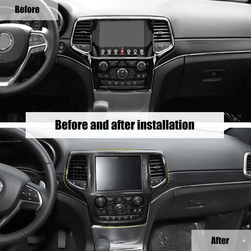 Klistermärken för mittkonsolens navigationsskydd för bilinteriör för Jeep Grand Cherokee 2019-2020 ABS Interiörtillbehör