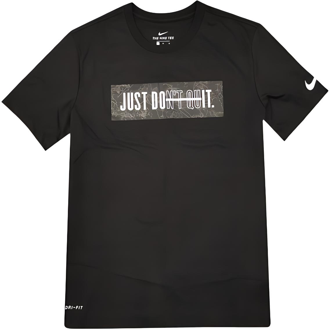 Nike Letter Print Pattern Training Crew Neck Short Sleeve T-Shirt Men Tops Black AT1226-010 XL