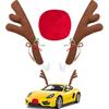 Car Reindeer Antler Kit Nose, Car Reindeer Antlers Christmas For Car Window Roof-Top & Front Grille, Auto Reindeer Antler And Nose Kit Decoration Set