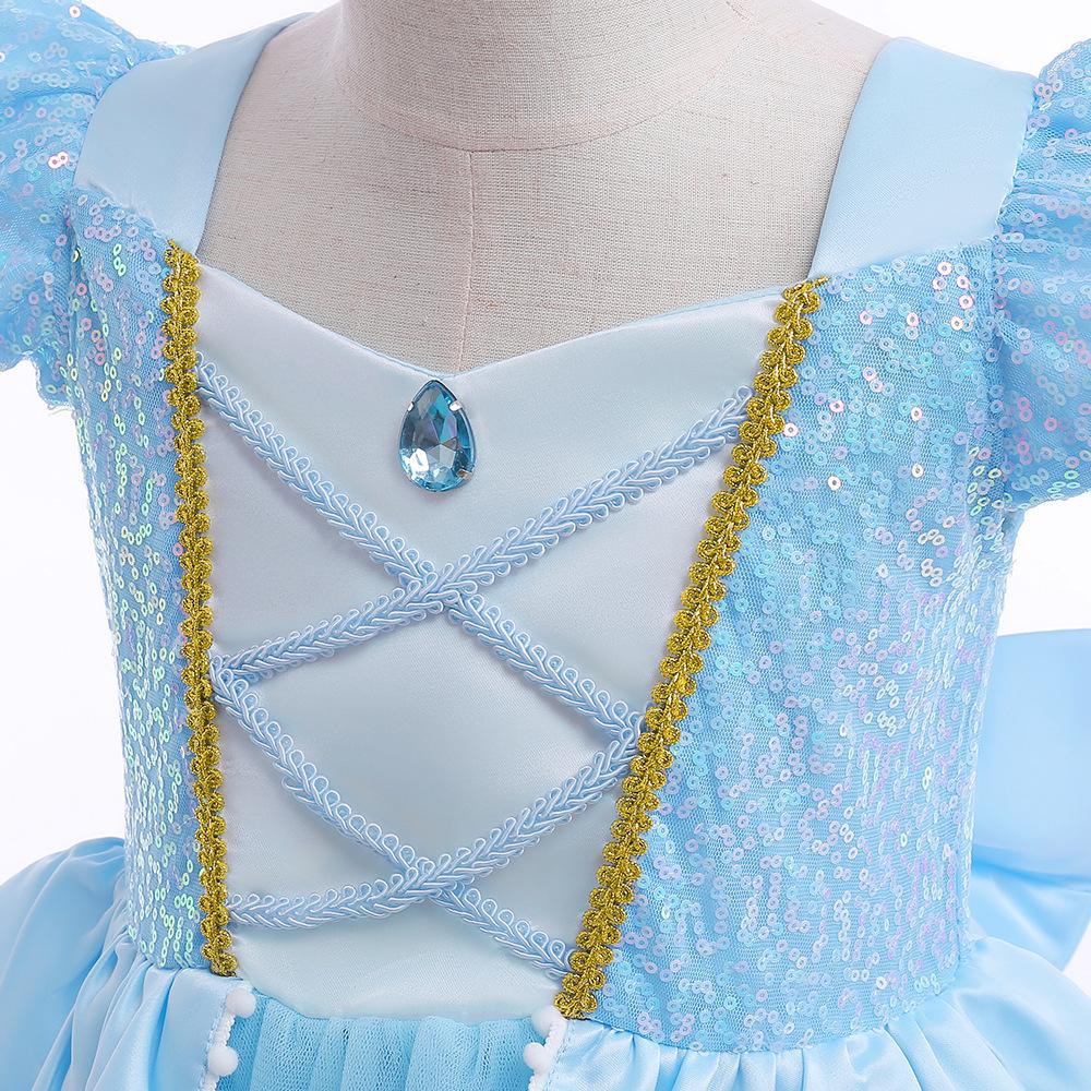 Princess Dress Girls Cosplay Dress Mesh Fluffy Dress Sophia Long Hair Children's Dress