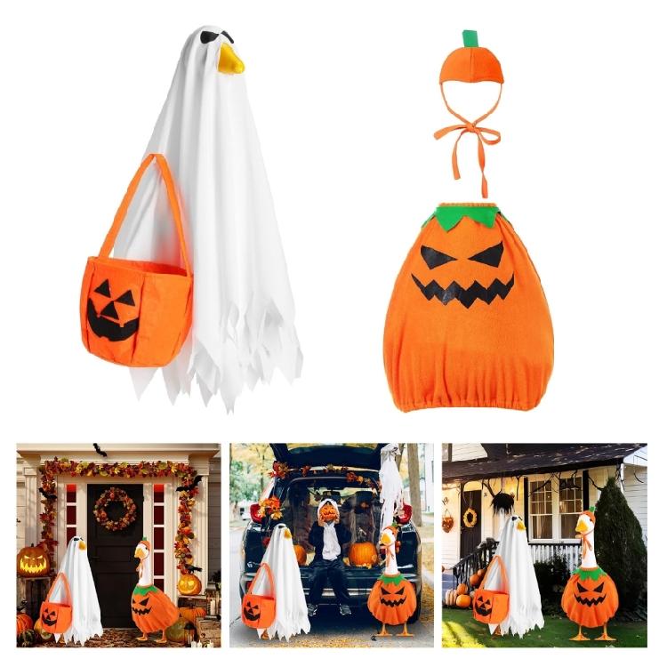 Festival Yard Decoration Geese Costume Polyester Outfit With Pumpkin Design For Garden Statues Halloween Decoration