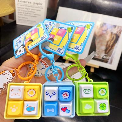 Electronic Wooden Fish Keyboard Keychain Animal Fingertip Button Key Ring  Children