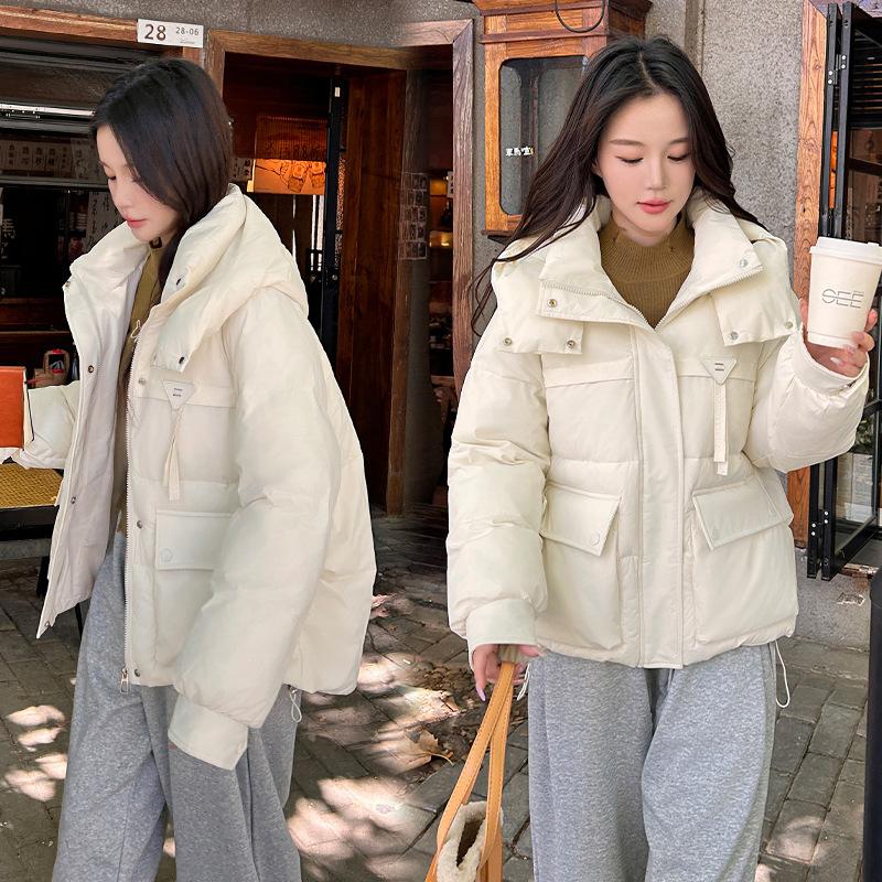 2025 winter new short women's cotton jacket, down cotton jacket, padded jacket, explosive jacket, loose and thickened warm hood