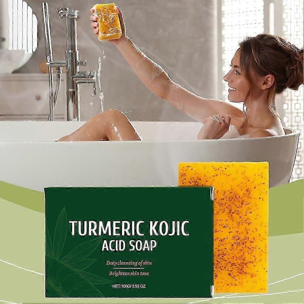 Kojic Acid Soap Organic Turmeric Skin Whitening Brightening Body Soap 100g