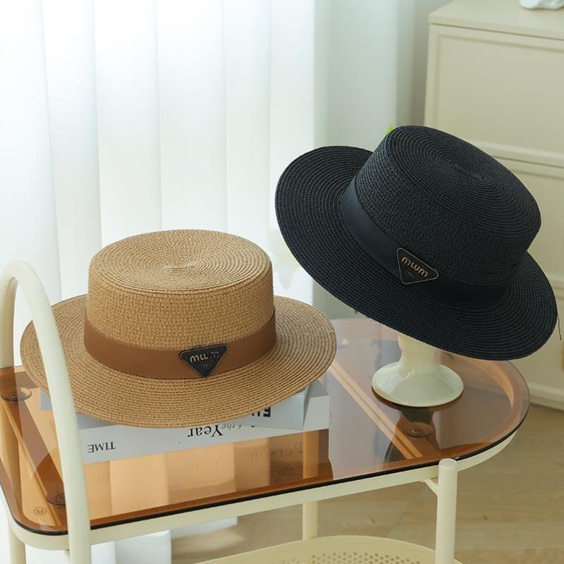 Triangular standard straw hat women's elegant flat hat vacation visor simple versatile casual top hat