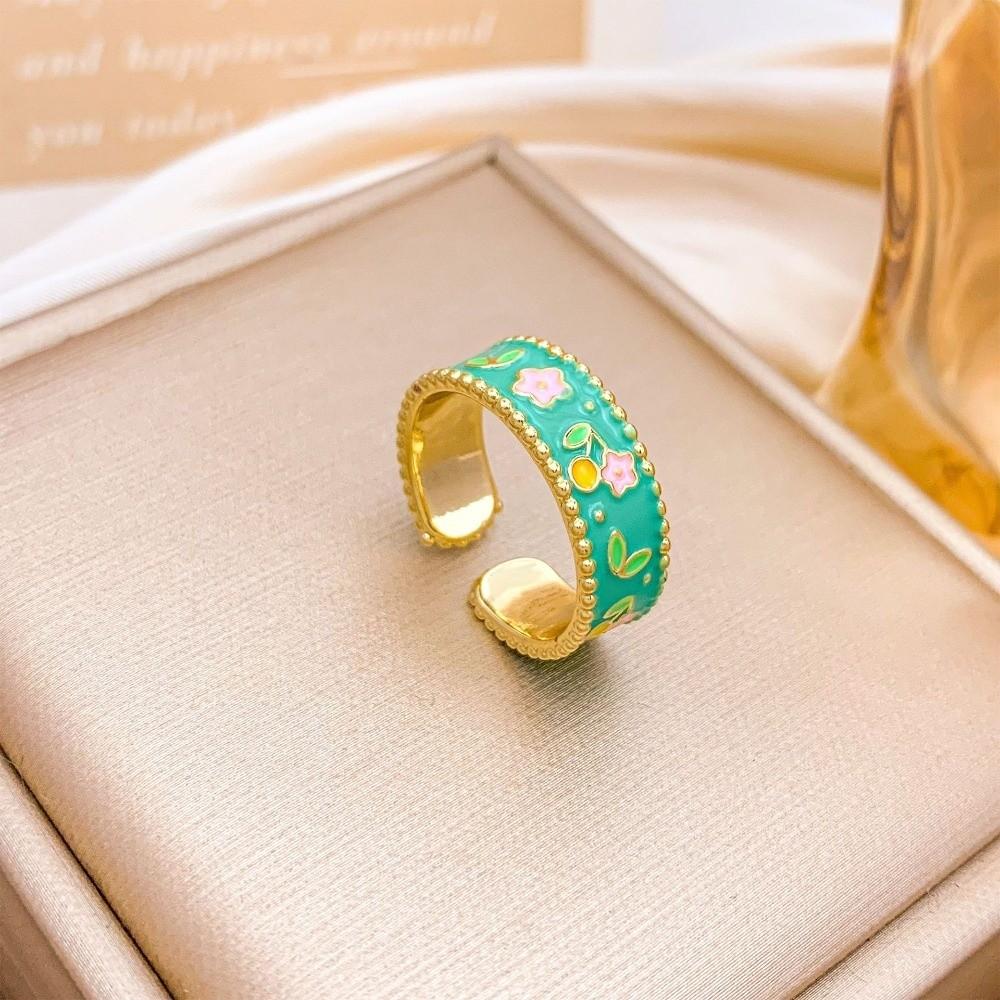 Vielseitiger Floraler Offener Ring Öl-Tropfen Vintage Schmuck Neuer Emaille Ring Geschenk