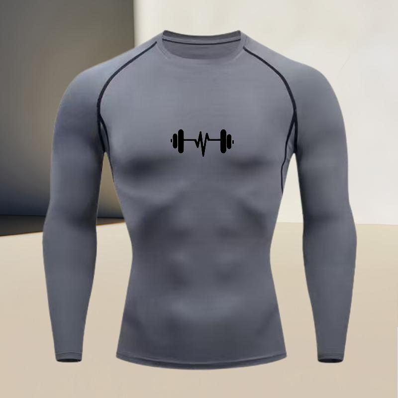 Men s Round Neck Quick Drying Compression Long Sleeved Printed Top - A Must-have for High Stretch Fitness and Outdoor Sports 3XL