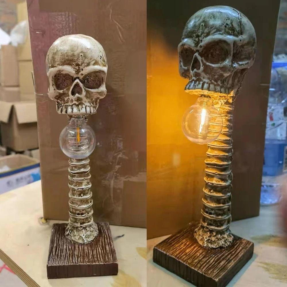 Resin Halloween Skull Skeleton Lamp Creative Atmosphere Lamp Table Light Children
