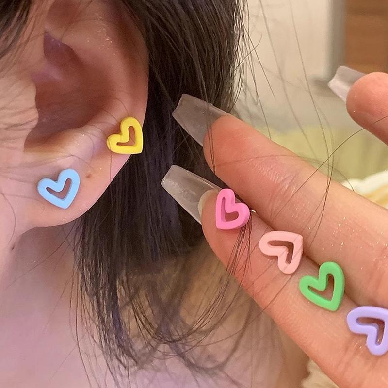 

6 пар серег с дофамином, красочные серьги-сердечки для женщин, девушек, милые универсальные серьги, ювелирные аксессуары, подарки