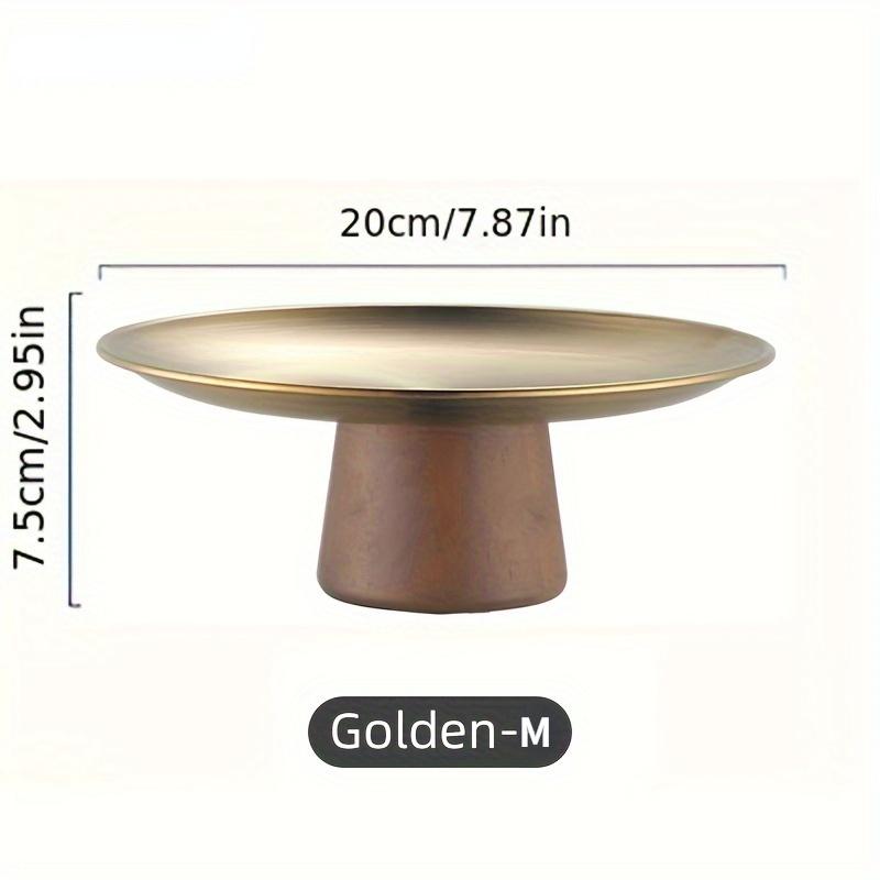 Stainless Steel Cake Tray Wooden Base Fruit Display Plate Dessert Plate Dining Table Home Decoration Ornaments