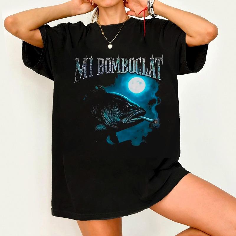 

Streetwear Vintage Mi Bomboclat Fish Meme T Shirt Womens Unisex Cotton Tee Casual Summer Oversized Loose Unisex Novelty Creativity S