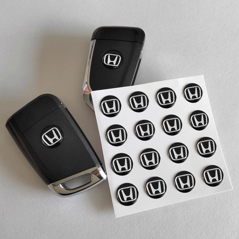 CLSGX1 10Pcs Aluminum Car Key Emblem Sticker Decoration Decals For Honda Civic Fit Jazz Accord Pilot CRV Odyssey Passport City Shuttle