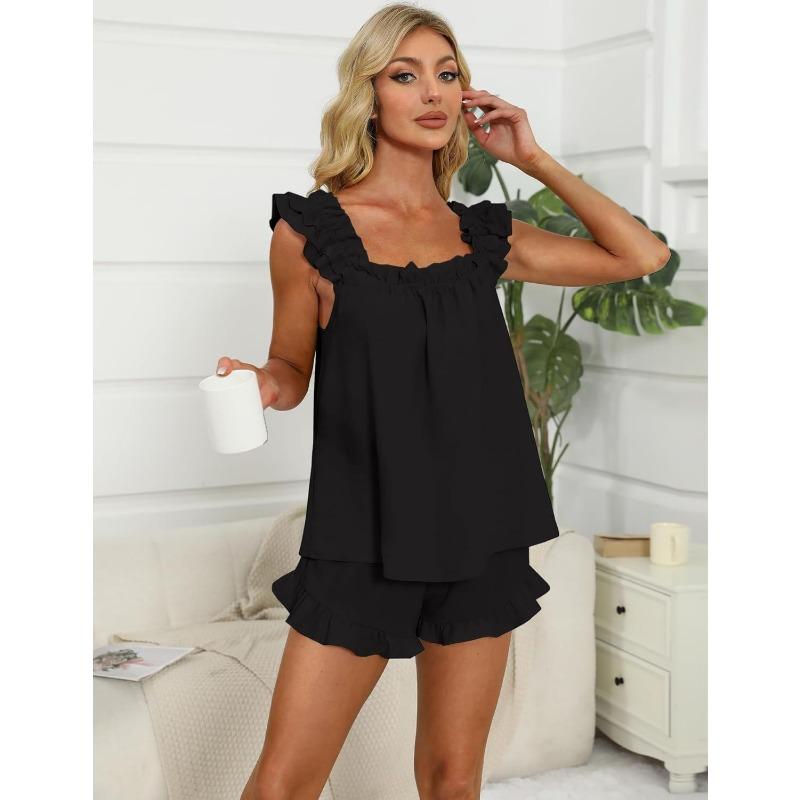 Women Casual Two Piece Sleeveless Vest And Shorts Home Loungewear Set