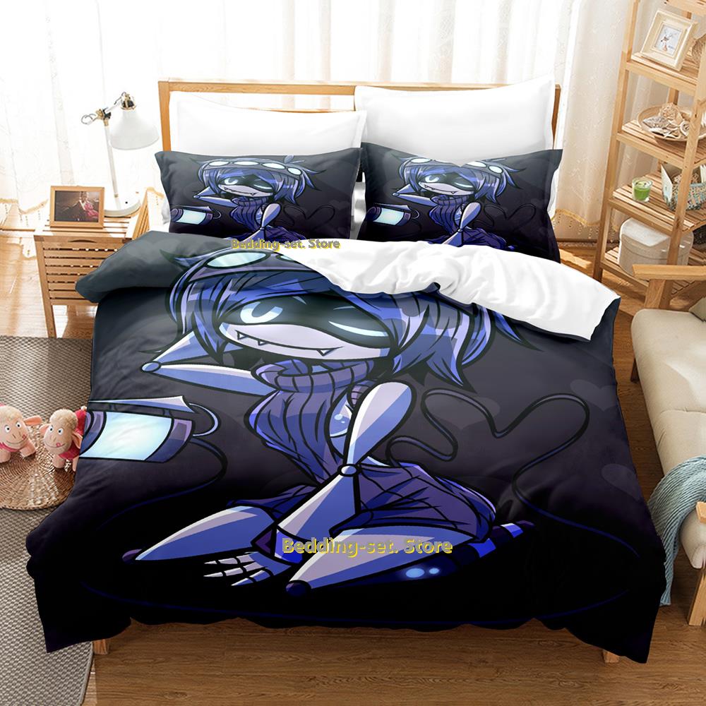 Comforter Murder Drones Bedding Set Cartoon Anime Three-Piece Set Adult Kid Bedroom Three-Piece Suits 3D Kawaii Queen Size Bed Sheets