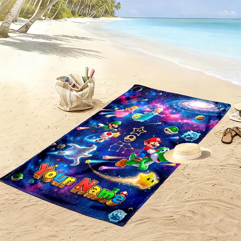 Name Custom Super Brothers Print Beach Towel, Large Soft Quick Dry Towel for Beach Camping Swimming