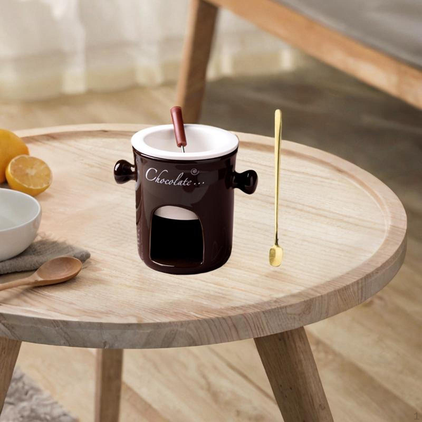 

Кружка для плавления сыра с вилкой и ложкой для кулинарного помолвки коричневый