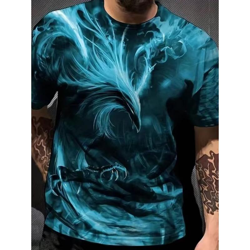 3D Dragon Print Fashion Men's T-shirt Daily Casual Mens Short Sleeve Summer Outdoor Street Men's Top Fitness Sports Men's Tee