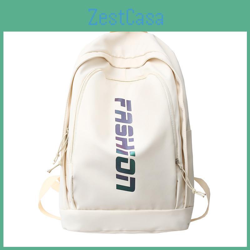 Solid Simple Color Letter Pattern Student Backpack For School And Daily Use