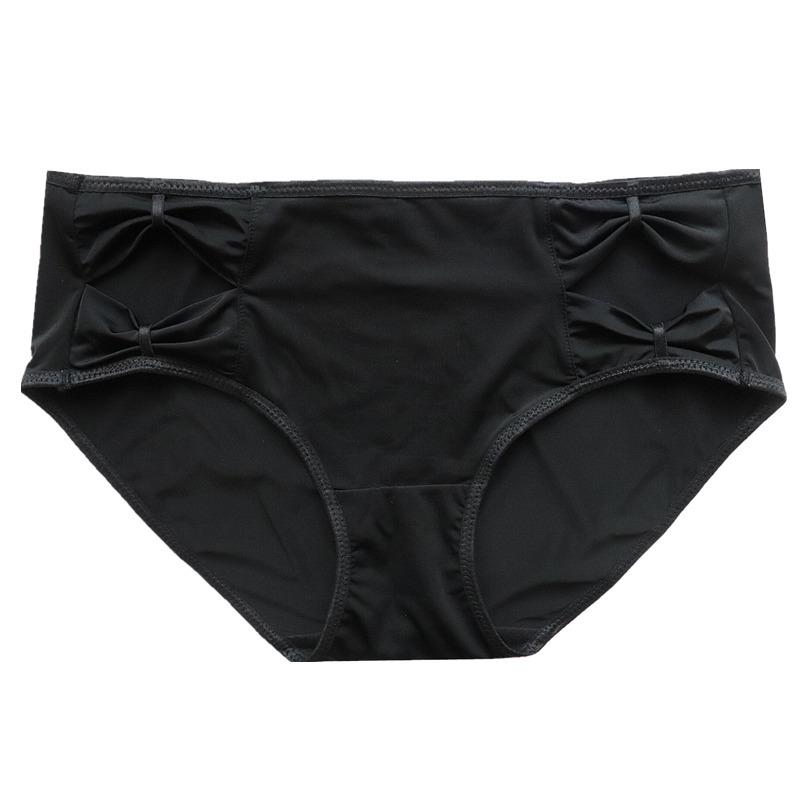 Bow Cutout Mid-waist Panties Women's Ice Silk Underwear Lift Hip Comfort Briefs for Women