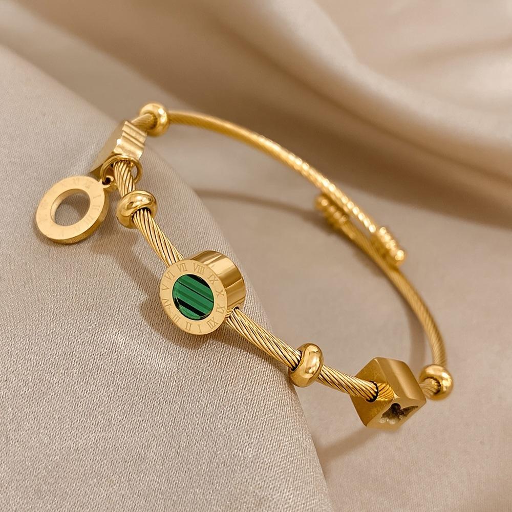 Hollow Butterfly Geometric Love Titanium Steel Beaded Bracelet Women s Open Bracelet Love Bracelet One Size(18CM~21CM)