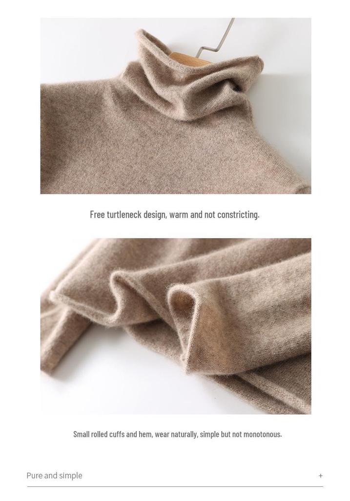 Women's Long Sleeve High Neck Knit Sweater - Loose Autumn/Winter Pullover Top