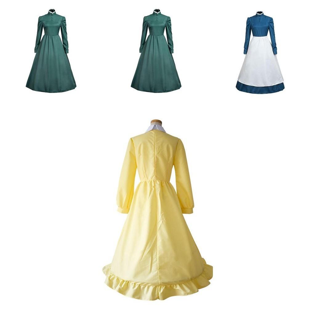 Howls moving Castle Sophie Damen Knopfleisten-Brustkleid Cosplay Uniform