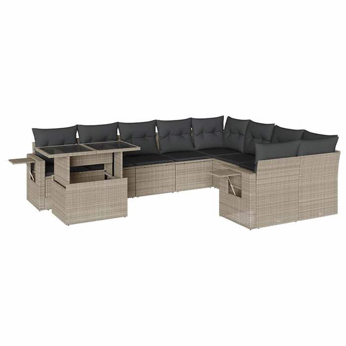 VidaXL Salon de jardin avec coussins 10 pcs gris clair résine tressée 3268142