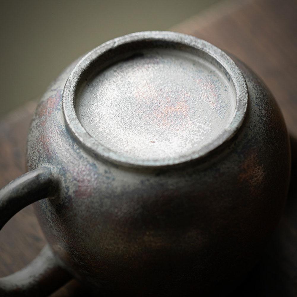 Hand-made Gilded Silver Burnt Foil Teapot Retro Ceramic Tea Kettle For Home Kitchen