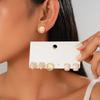 Six-piece Set of Imitation Pearl Opal Dripping Oil Round Silver Needle Stud Earrings Commuter Temperament Earrings