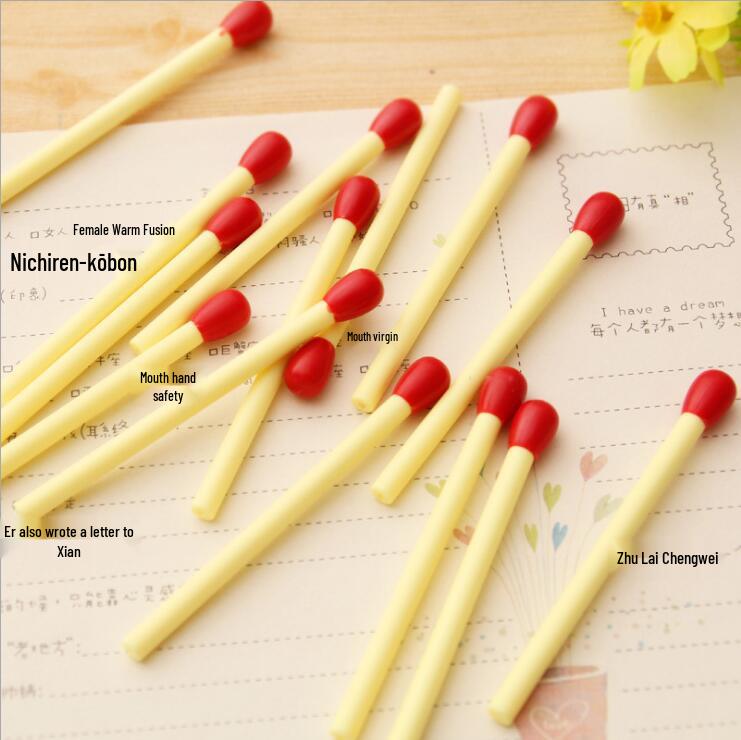 Mini Matchstick Ballpoint Pens - Cute Stationery Set for Students, Boxed Pack of 20 0.7mm Bullet Type