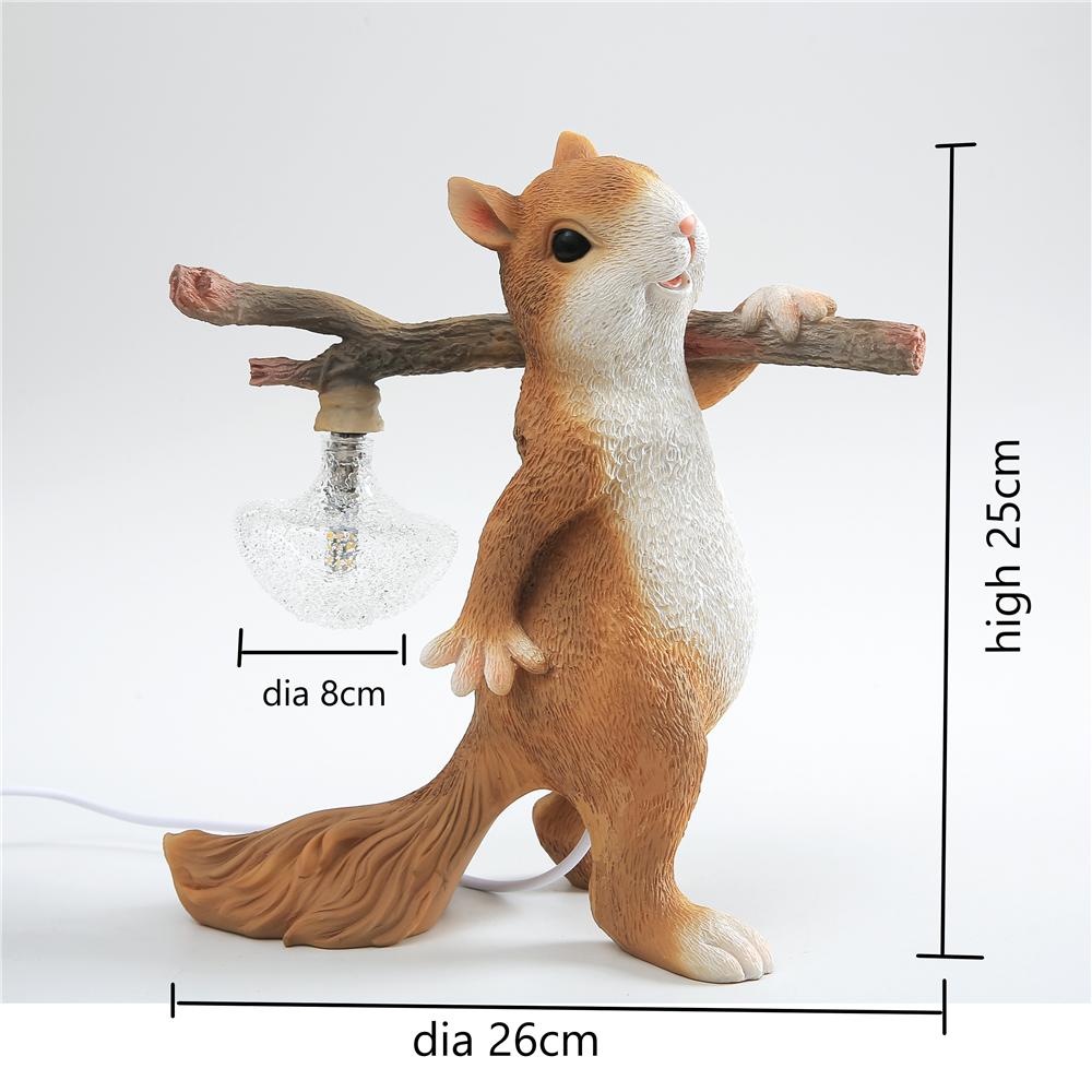 Resin Squirrel Mini LED Night Light Children's Room Table Lamp Decor Animal Squirrel Desk Lamp Bedside Lamp Home Decor Fixtures