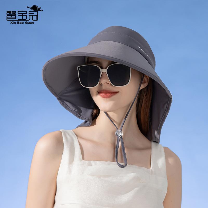 Summer Large Eaved UV Resistant Sunshade Hat, Sun Resistant Hat for Women's Outdoor Cycling, Empty Top Sun Hat