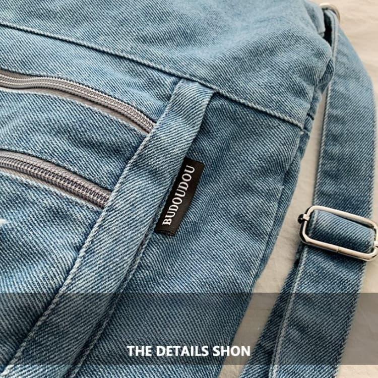 Vintage gewaschene Denim-Tragetasche Schulter-Umhängetasche Damen-Tasche