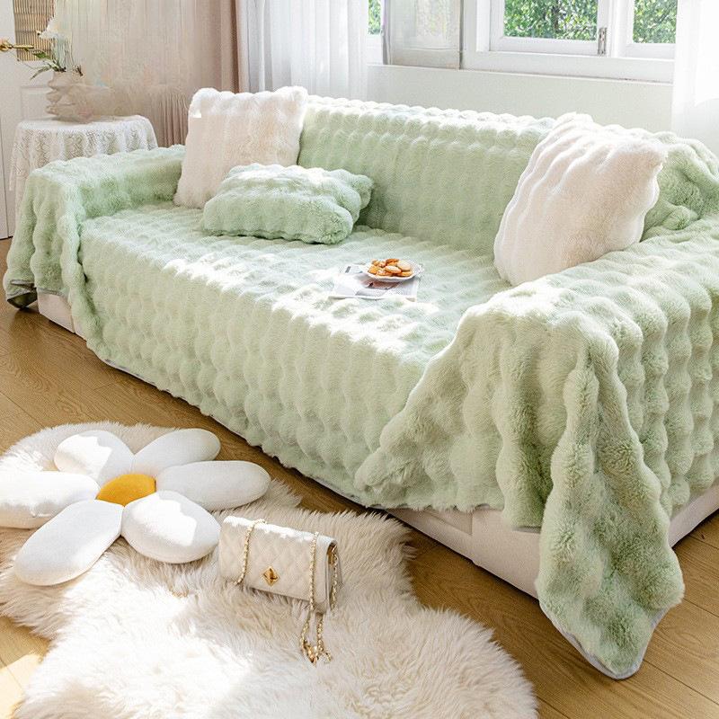 Sofa Towel Winter Thickened Rabbit Plush Sofa Cover Sofa Cover Cloth Sofa Cushion Seat Cushion All-Inclusive Plush Cushion Blanket