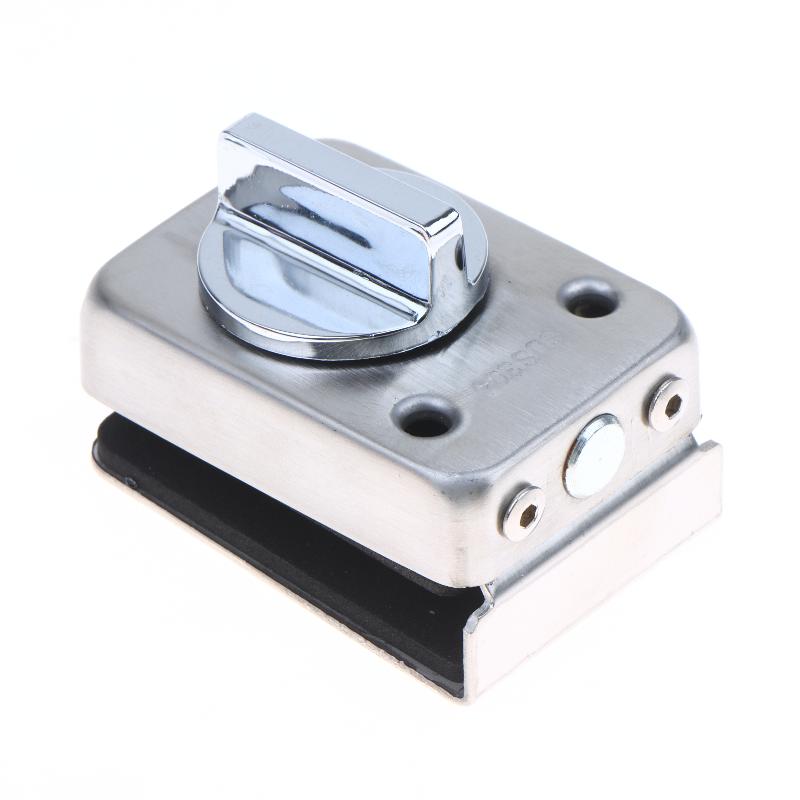 304 Stainless Steel Glass Lock Ground Bolt Ground Lock Anti-Theft Double Swing Hinge Frameless Sliding Door Lock, Brushed Finish