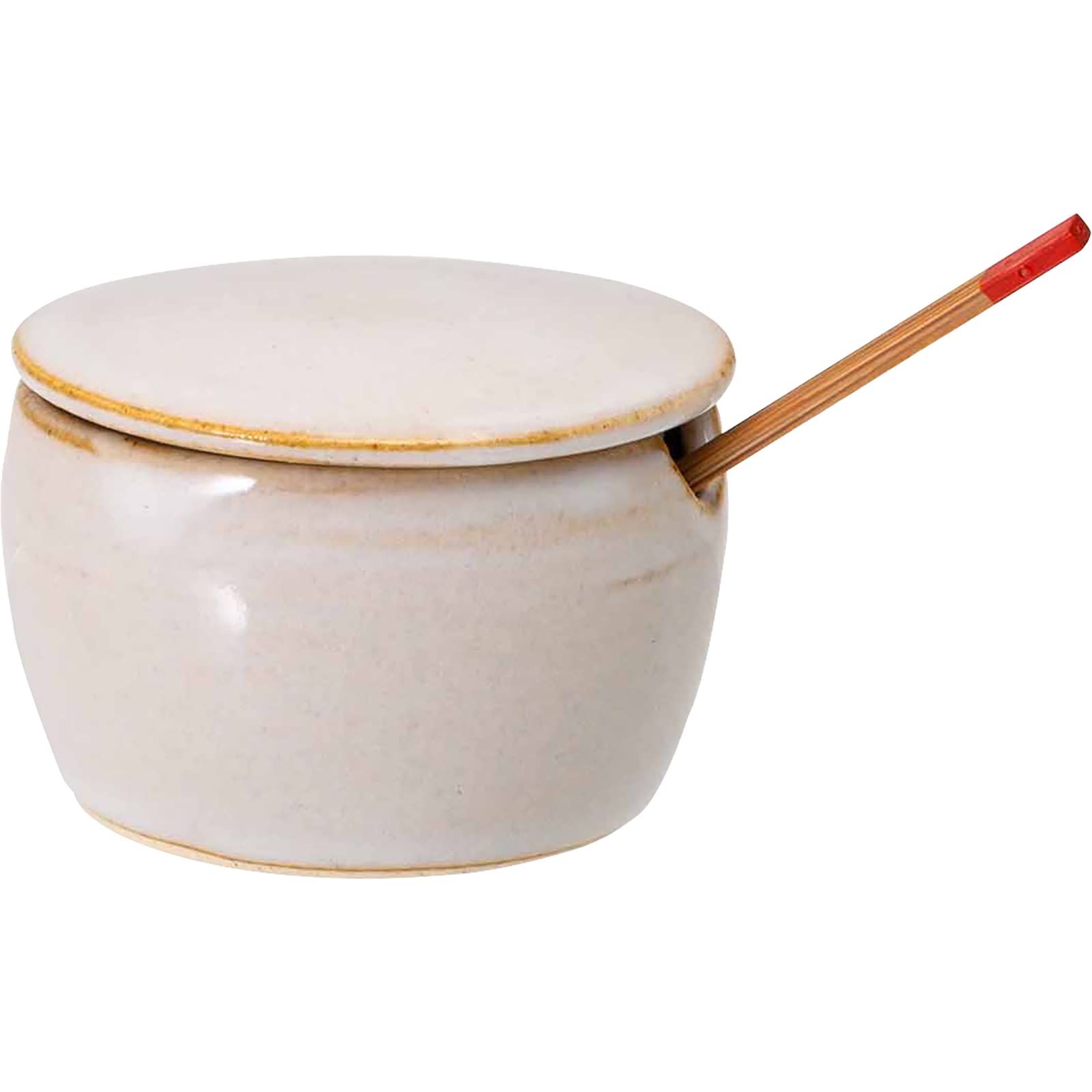 

Nishikai Pottery Hasami Ware Chojuro Kiln Seasoning with Bamboo White Glaze Container, Approx. 5cm, Spoon, белый