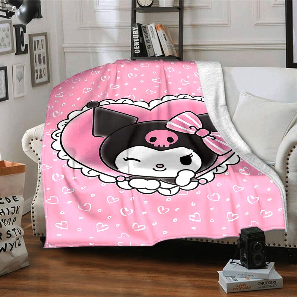 1pc Sanrio Kuromi6 Blanket, Gift, for Men and Women, Soft Blanket, Good for Sofa Bed Couch Travel, Lightweight Flannel Blanket
