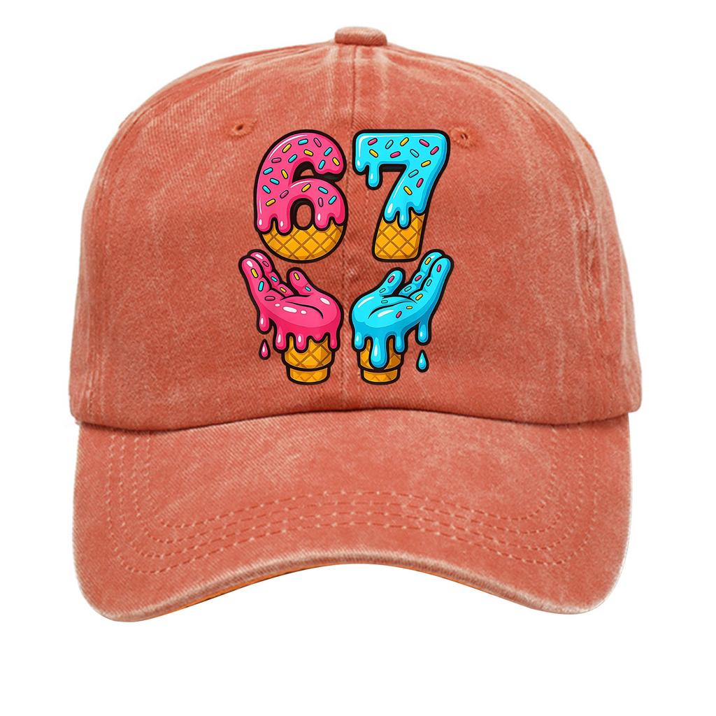 Washed Cotton Baseball Cap With Printed Distressed Soft Top Denim Hat For Men, European And American Retro Hat