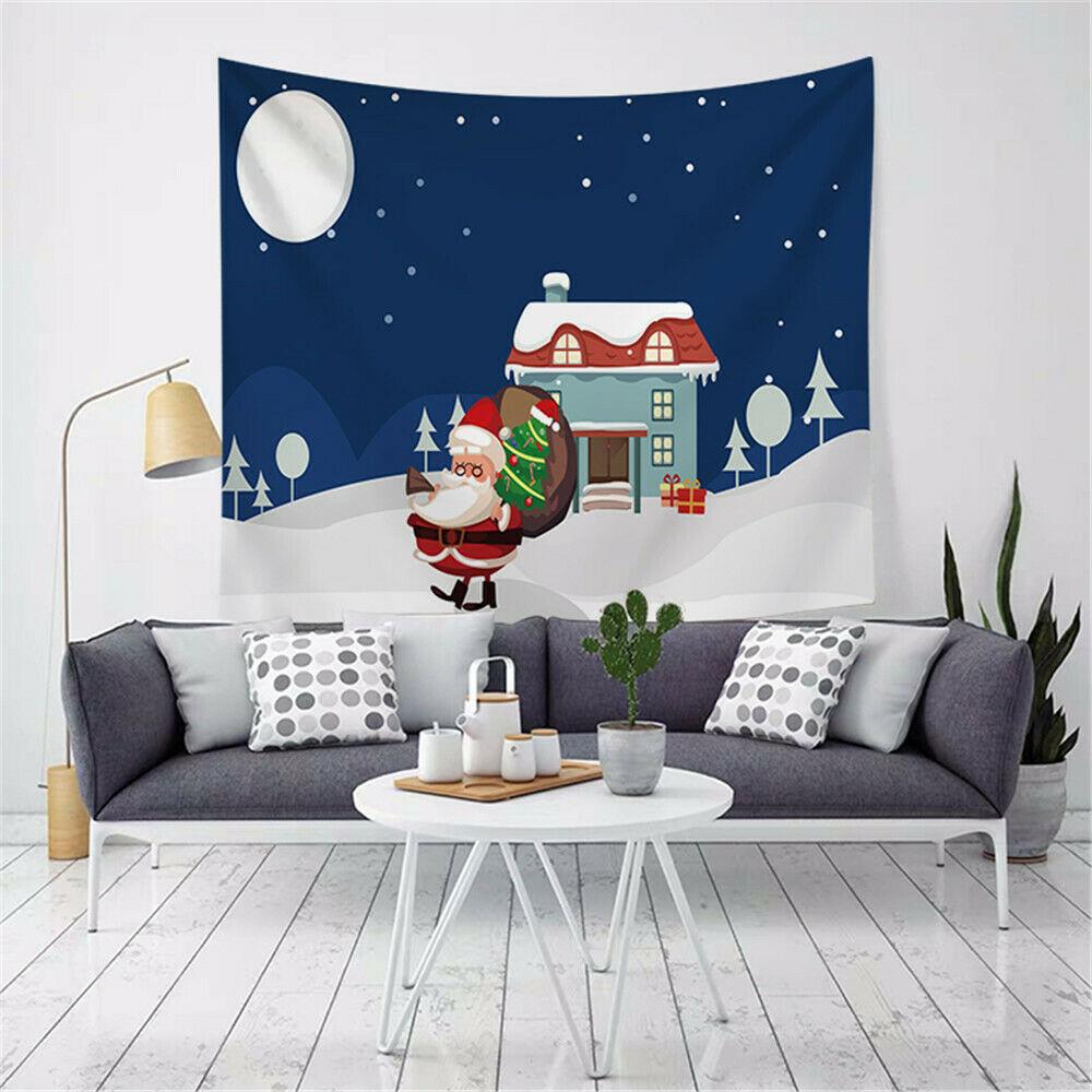 Merry Christmas Tapestry Santa Claus Reindeer Wall Decoration Backdrop Fabric Christmas Party Home Decor Tapestry Tapiz Navideño
