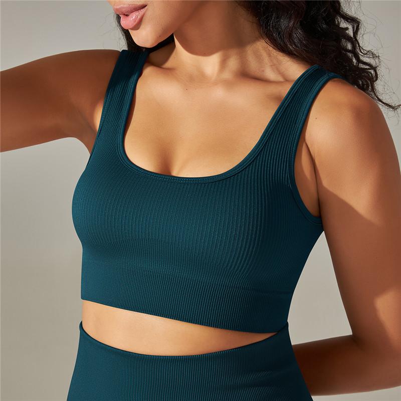 

Nessaj вязаный бесшовный бюстгальтер для бега однотонное спортивное нижнее белье для бега красота спины фитнес-йога майка S чёрный