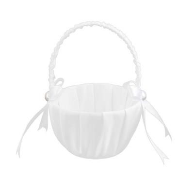 Pearl Satin Double Heart Flower Girl Basket Engagement Wedding Ceremony Party