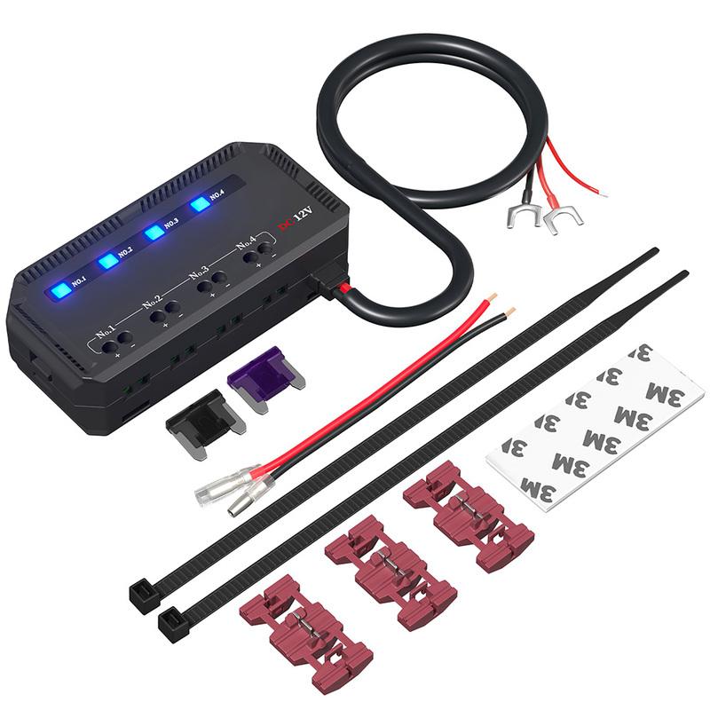 Scatola Fusibili e Relè a 4 Vie Cablaggio Rapido 12V 20A con Luce Indicatrice LED per Accessori Resistenti al Calore per Motocicletta Auto