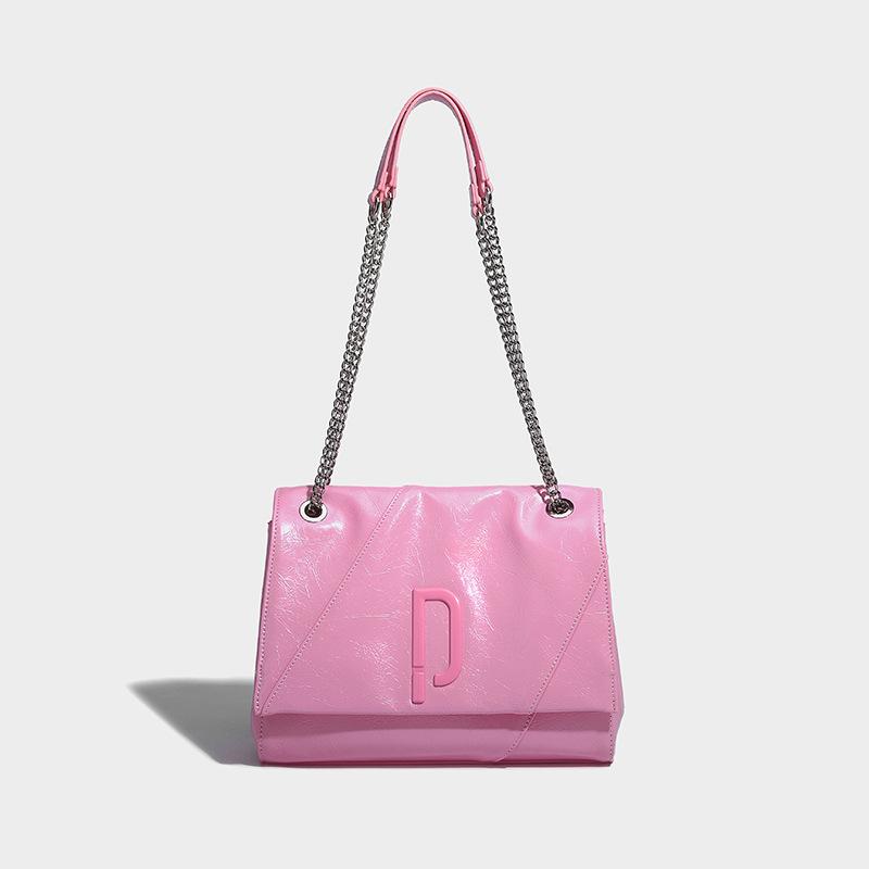 

Женская сумка-мессенджер на одно плечо с цепочкой, лето 2024, новый нишевый дизайн, модная простая универсальная сумка-мессенджер розовый