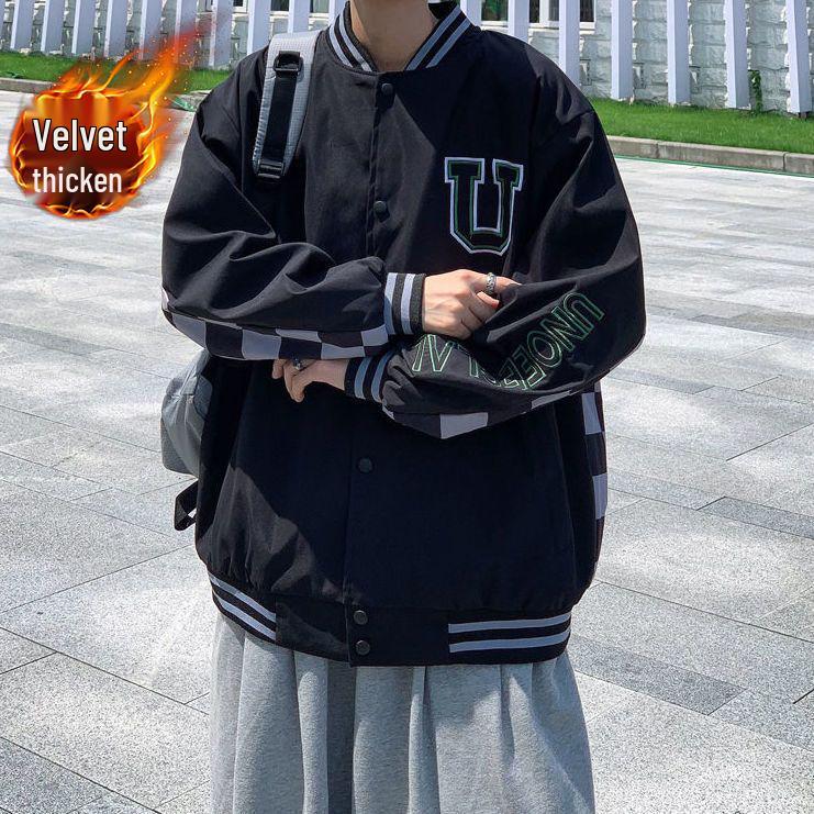 Men's Retro Patchwork Denim Jacket - Thickened Winter Shearling Lining, Versatile Trendy Ins Hipster Style