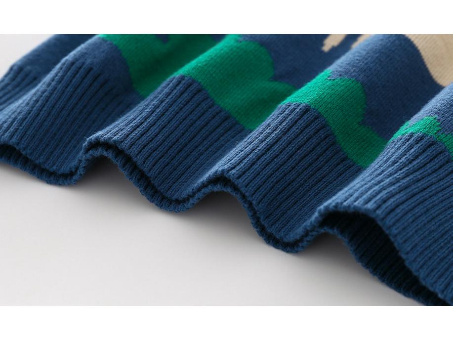 Tengyun Pigeon Kids' Double-Layer Sweater - European & American Style, Boys' Abstract Cartoon Jacquard, Autumn 2025 Collection.